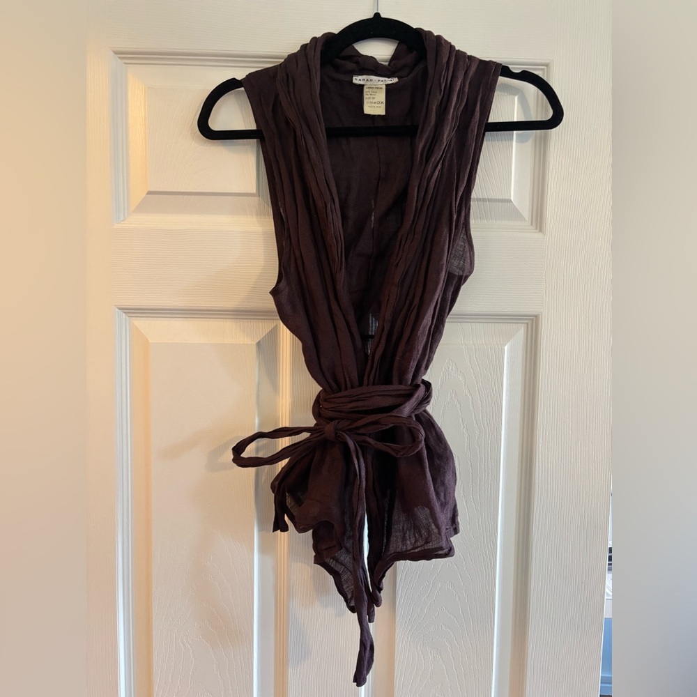 Sarah Pacini Elegant Sleeveless Drape Top/Vest